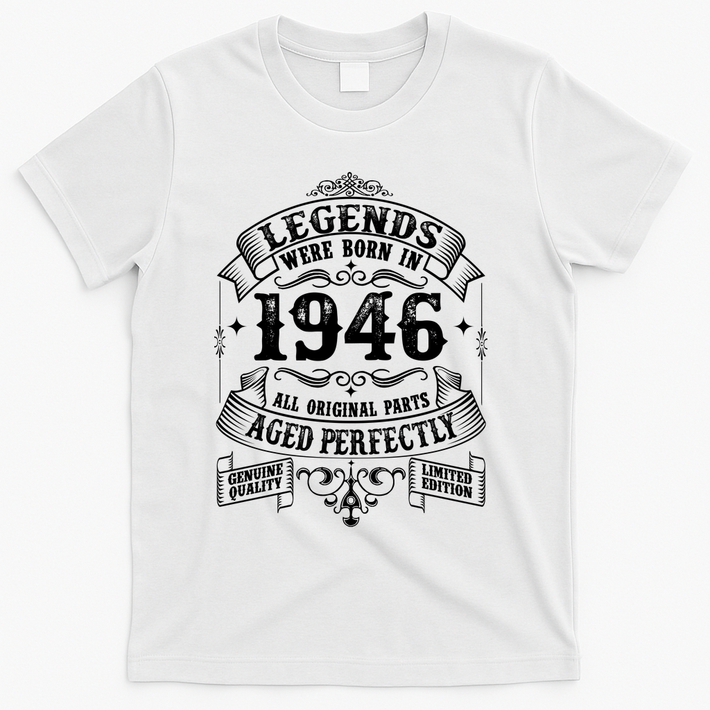 80th Birthday Vintage Scroll Border Legends Were Born Age product image 1