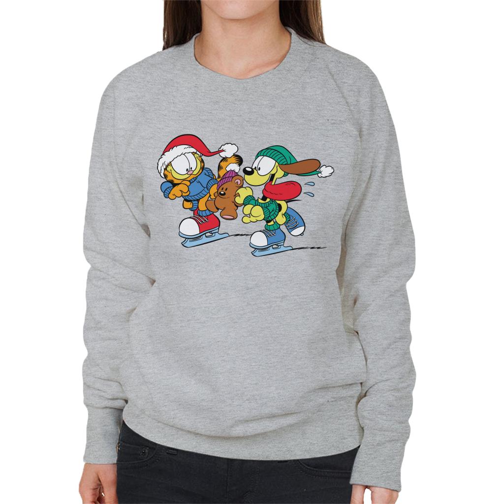Garfield And Odie Christmas Ice Skating Women's Sweatshirt product image 1