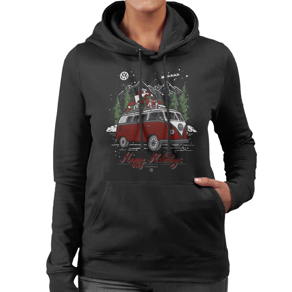 Volkswagen Christmas Happy Holidays Camper Women's Hooded product image 1