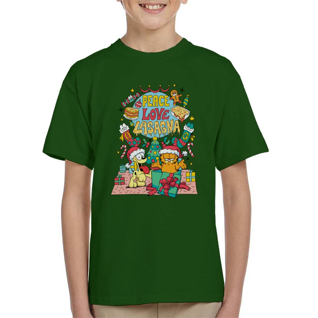 Garfield Christmas Peace Love Lasagna Kid's T-Shirt product image 4