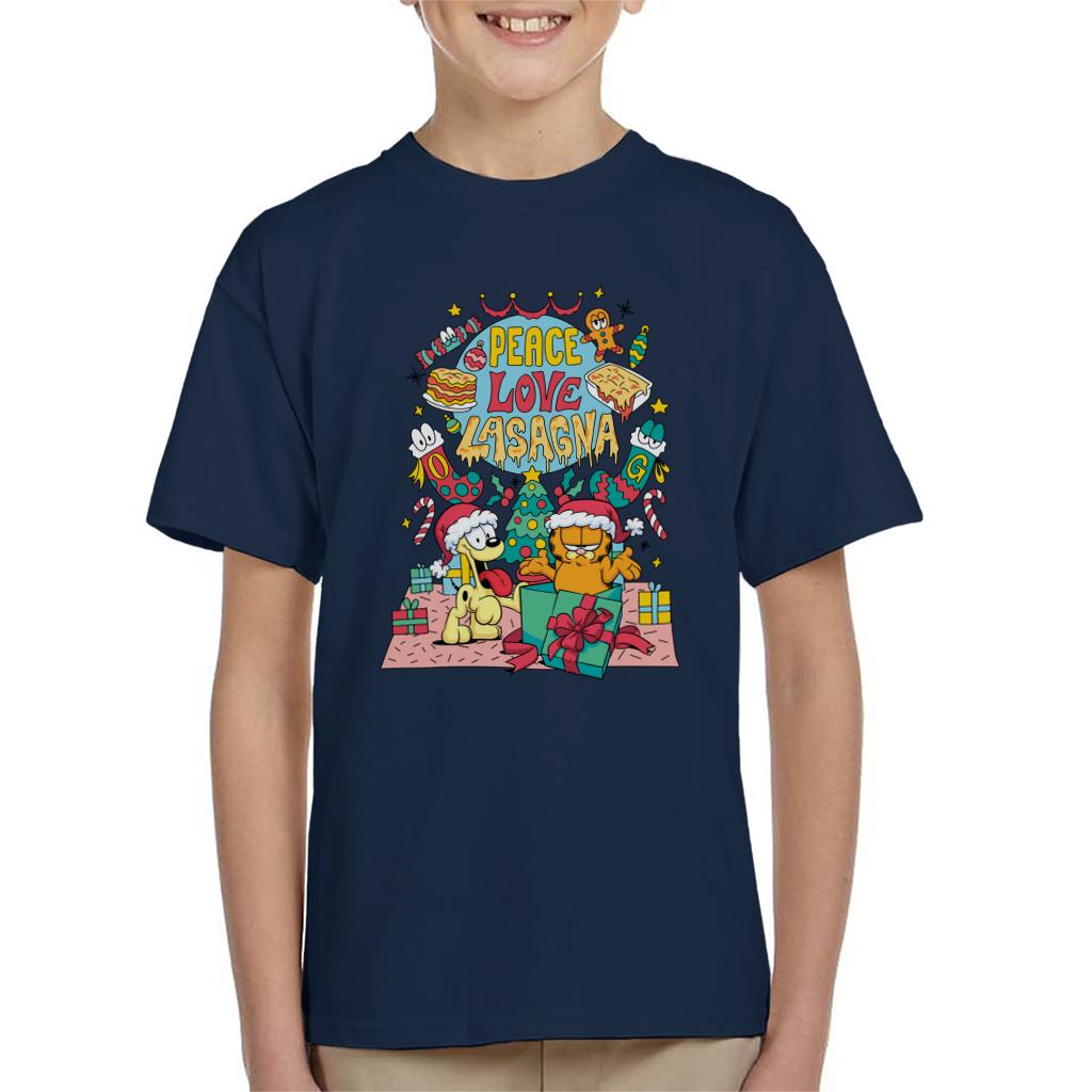 Garfield Christmas Peace Love Lasagna Kid's T-Shirt product image 1