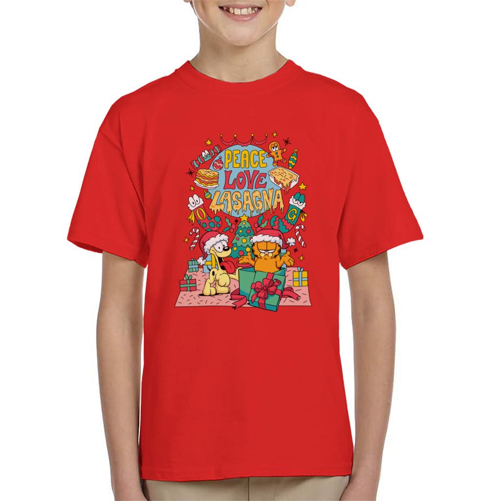 Garfield Christmas Peace Love Lasagna Kid's T-Shirt product image 6