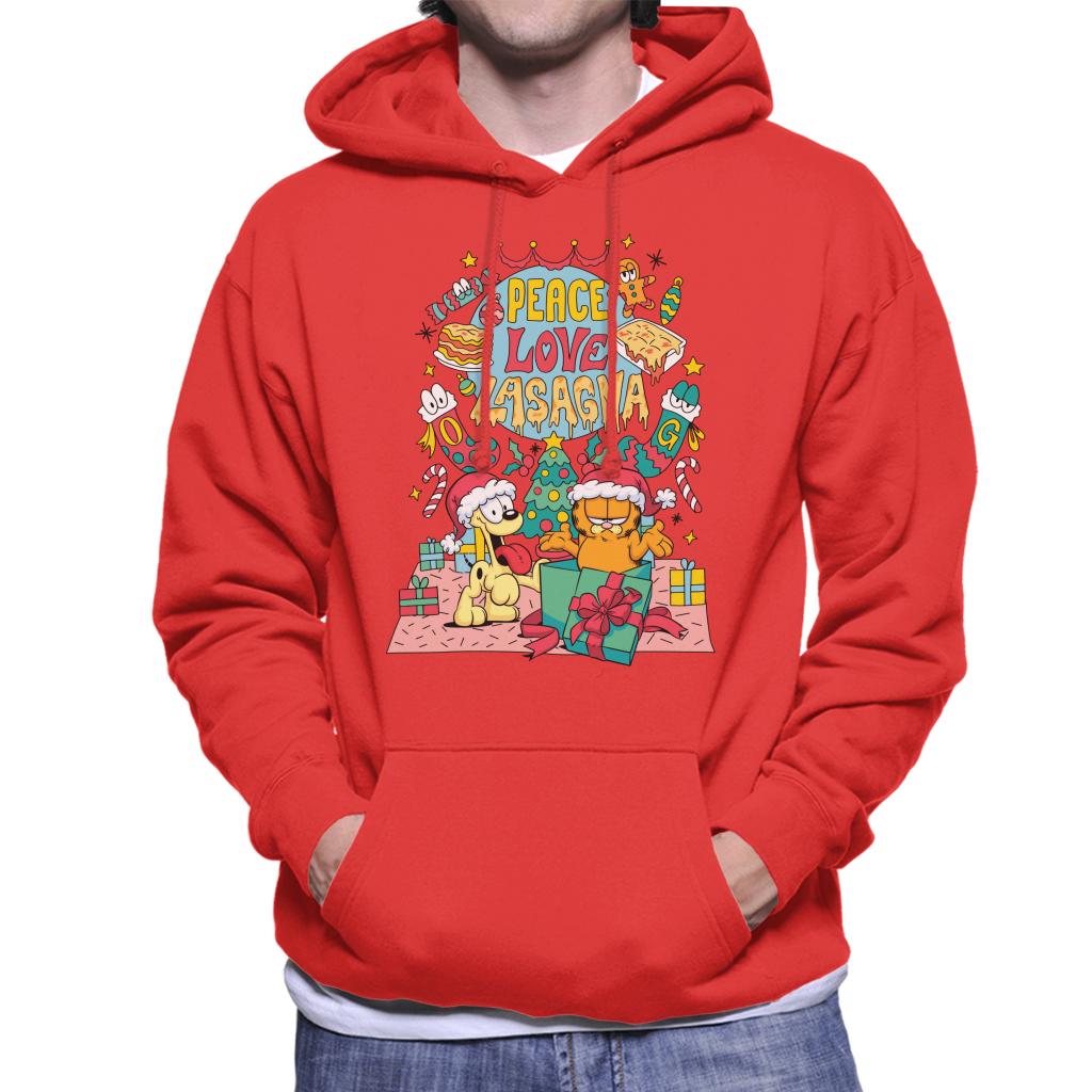 Garfield Christmas Peace Love Lasagna Men's Hooded product image 6