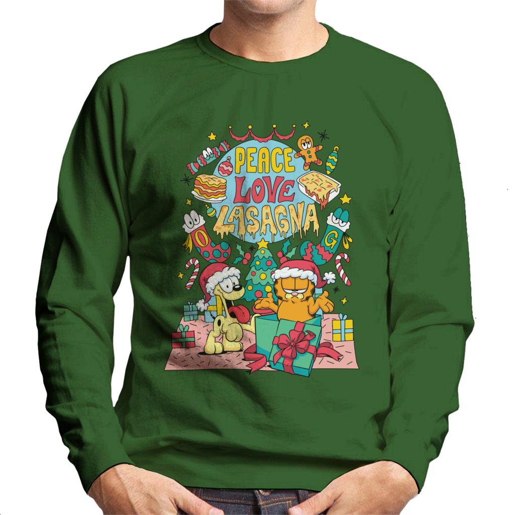 Garfield Christmas Peace Love Lasagna Men's Sweatshirt product image 4