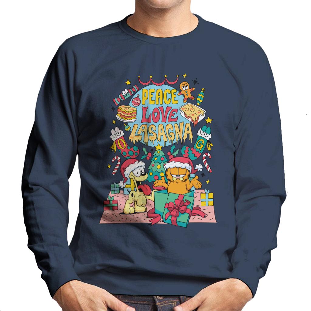 Garfield Christmas Peace Love Lasagna Men's Sweatshirt product image 1