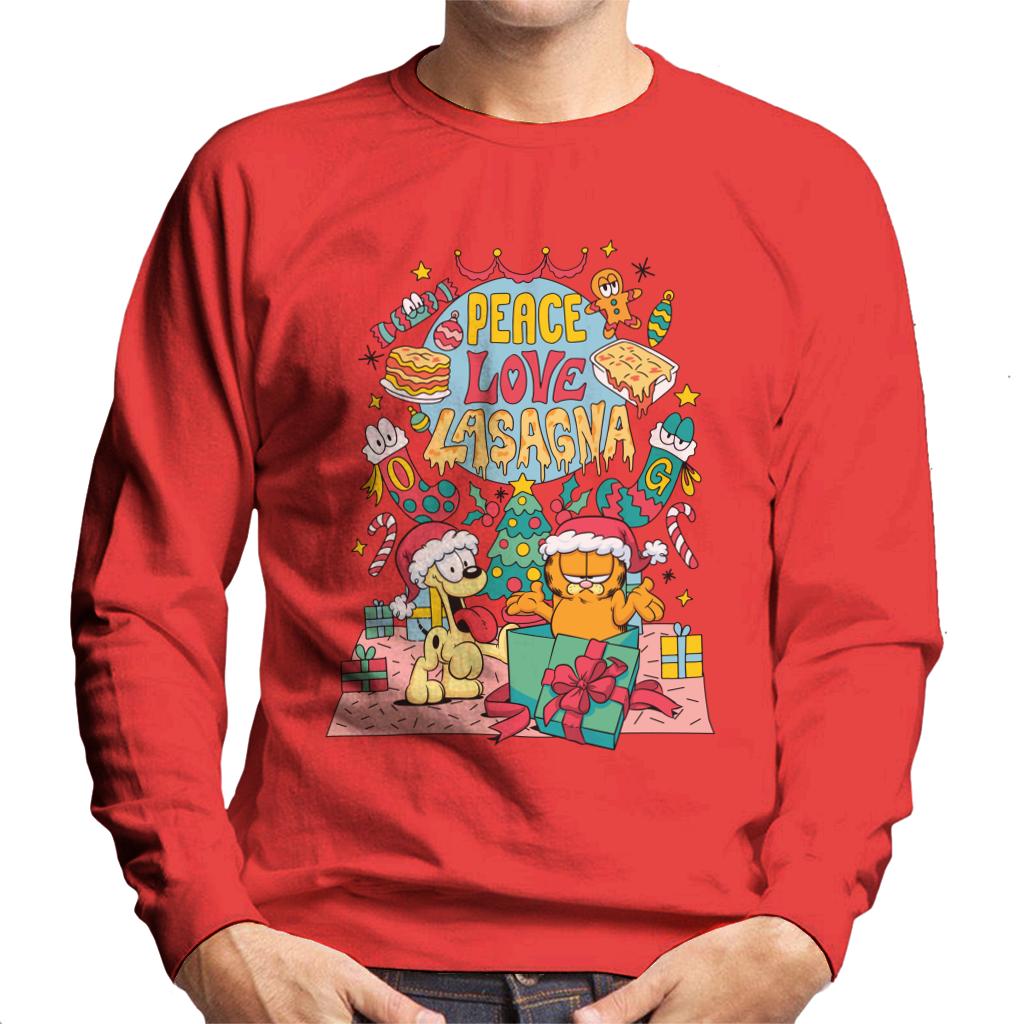 Garfield Christmas Peace Love Lasagna Men's Sweatshirt product image 6