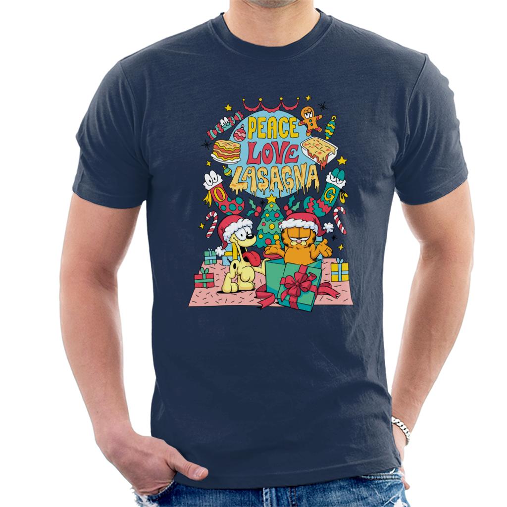 Garfield Christmas Peace Love Lasagna Men's T-Shirt product image 1