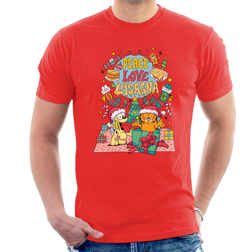 Garfield Christmas Peace Love Lasagna Men's T-Shirt product image 6