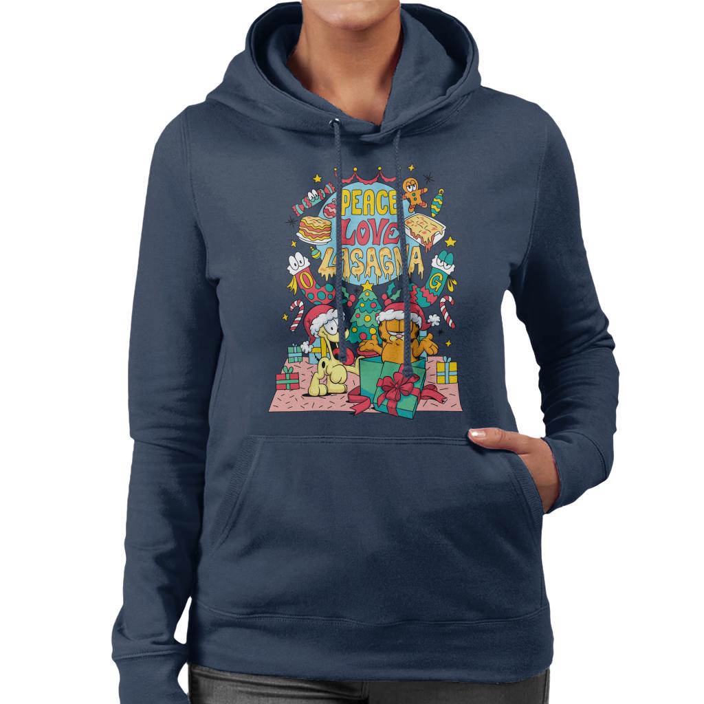 Garfield Christmas Peace Love Lasagna Women's Hooded product image 1
