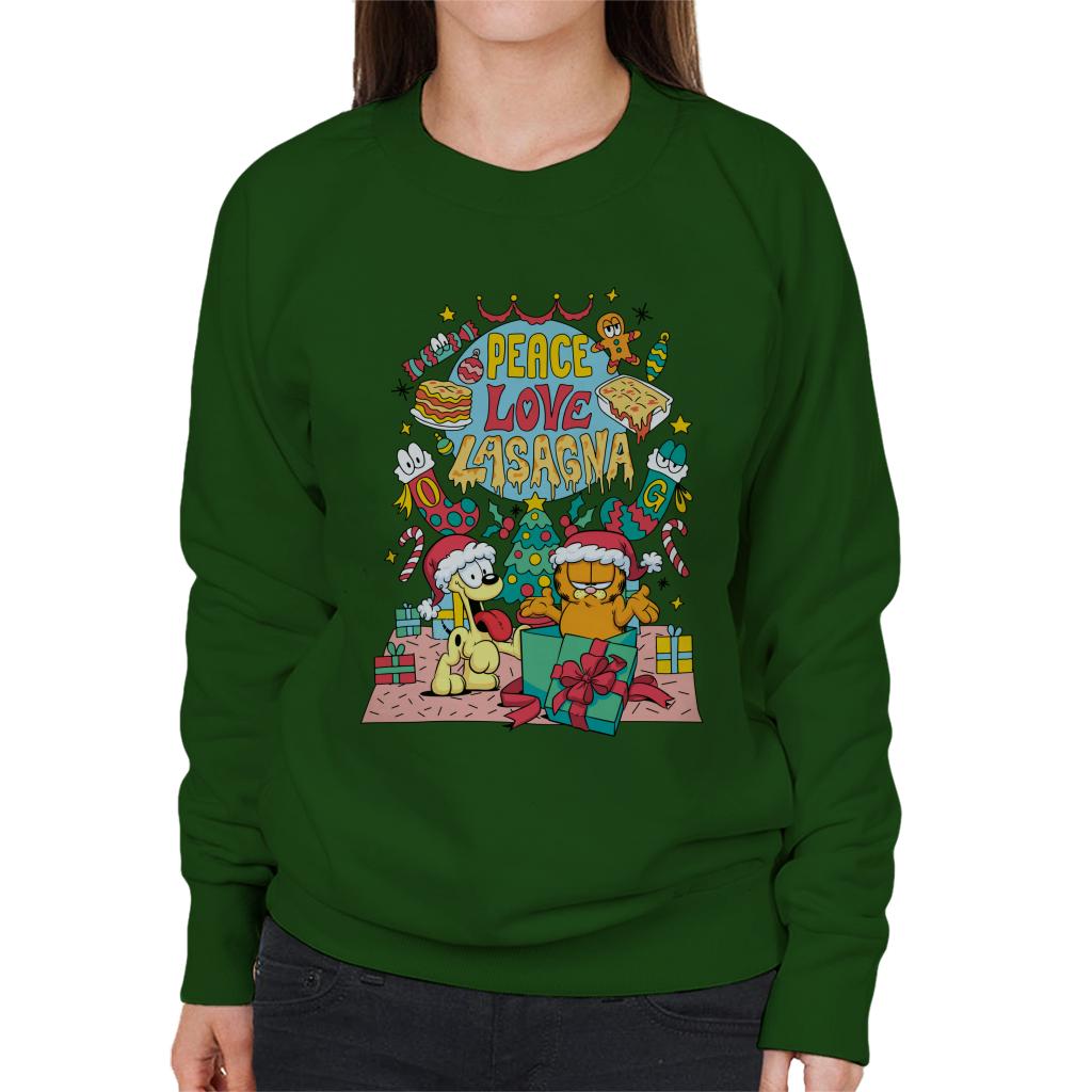 Garfield Christmas Peace Love Lasagna Women's Sweatshirt product image 4
