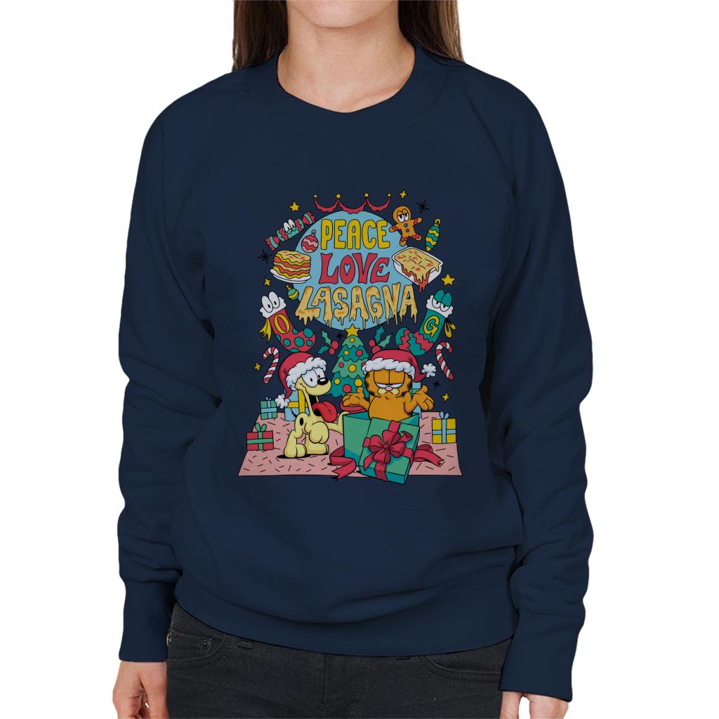 Garfield Christmas Peace Love Lasagna Women's Sweatshirt product image 1