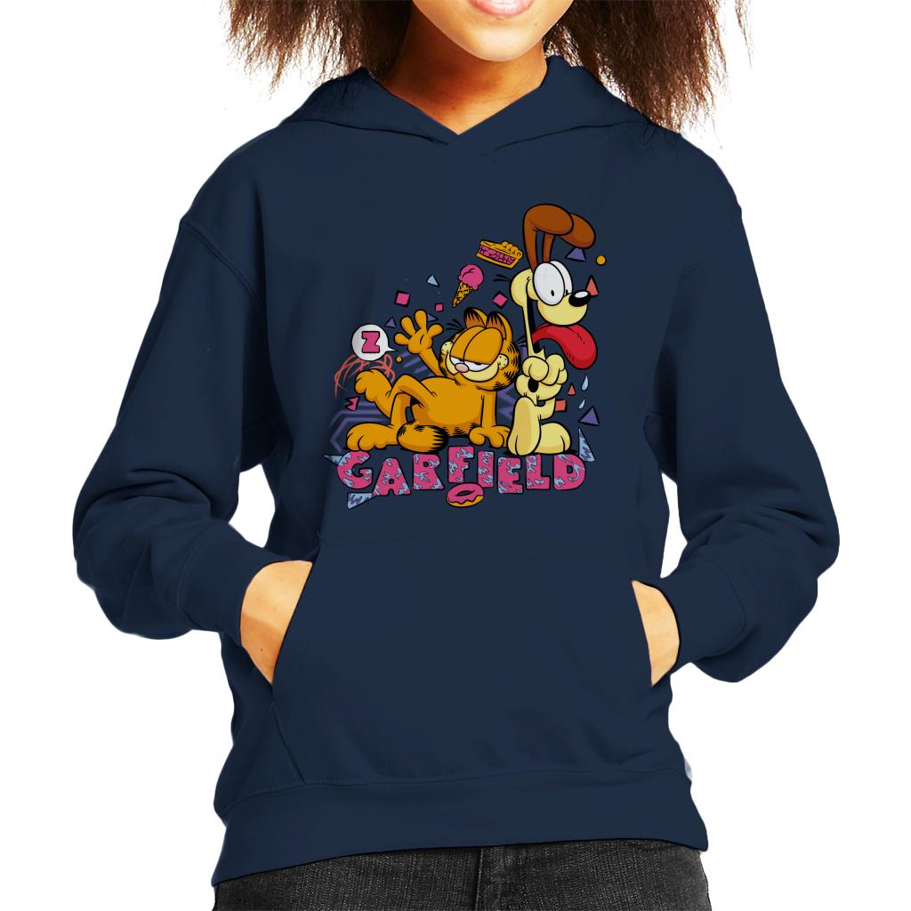 Garfield And Odie Retro 90s Snack Art Kid's Hooded product image 1