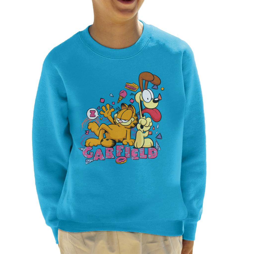 Garfield And Odie Retro 90s Snack Art Kid's Sweatshirt product image 4