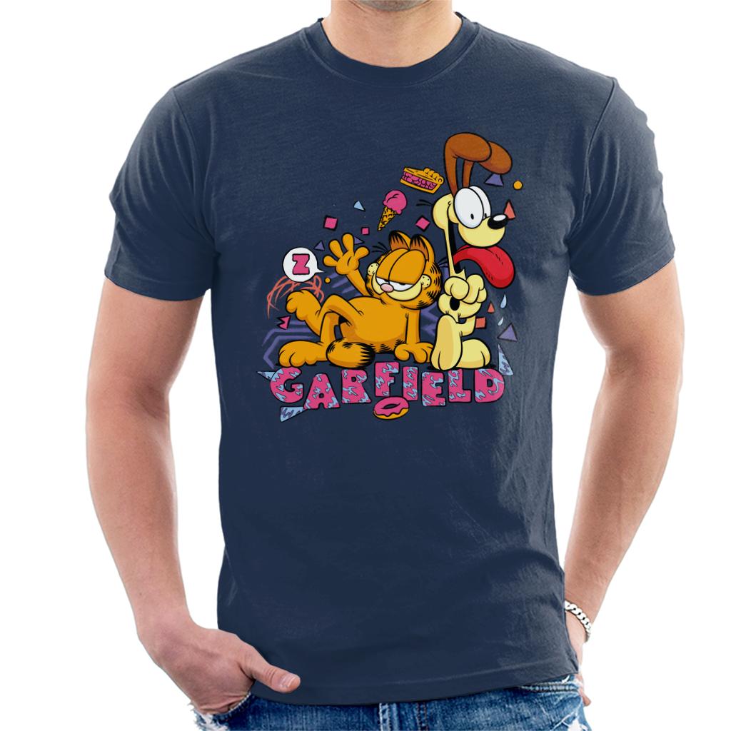 Garfield And Odie Retro 90s Snack Art Men's T-Shirt product image 1