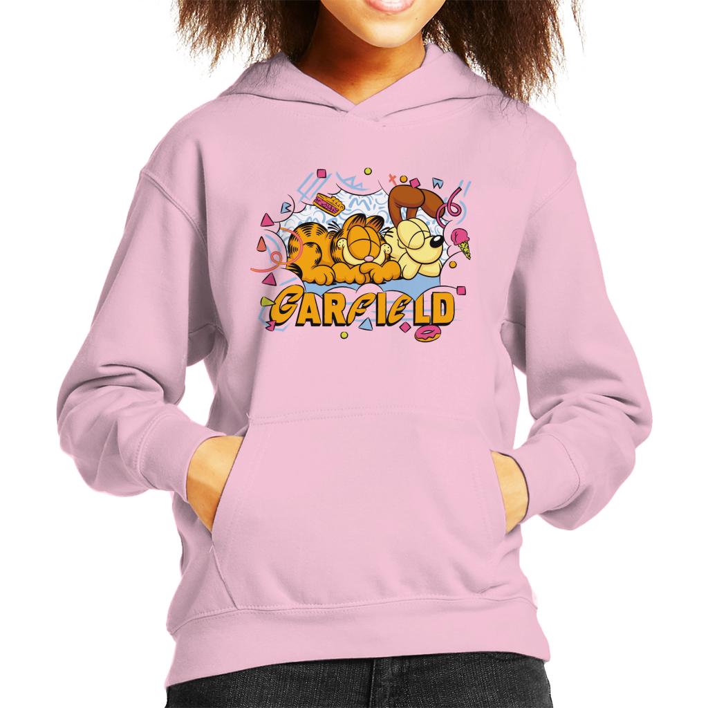 Garfield And Odie Napping Retro 90s Kid's Hooded Sweatshirt product image 6