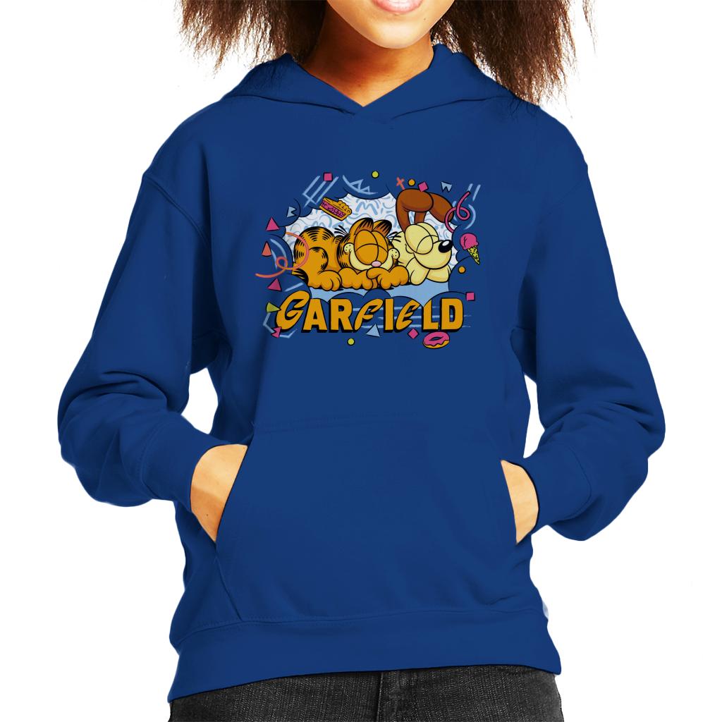 Garfield And Odie Napping Retro 90s Kid's Hooded Sweatshirt product image 1