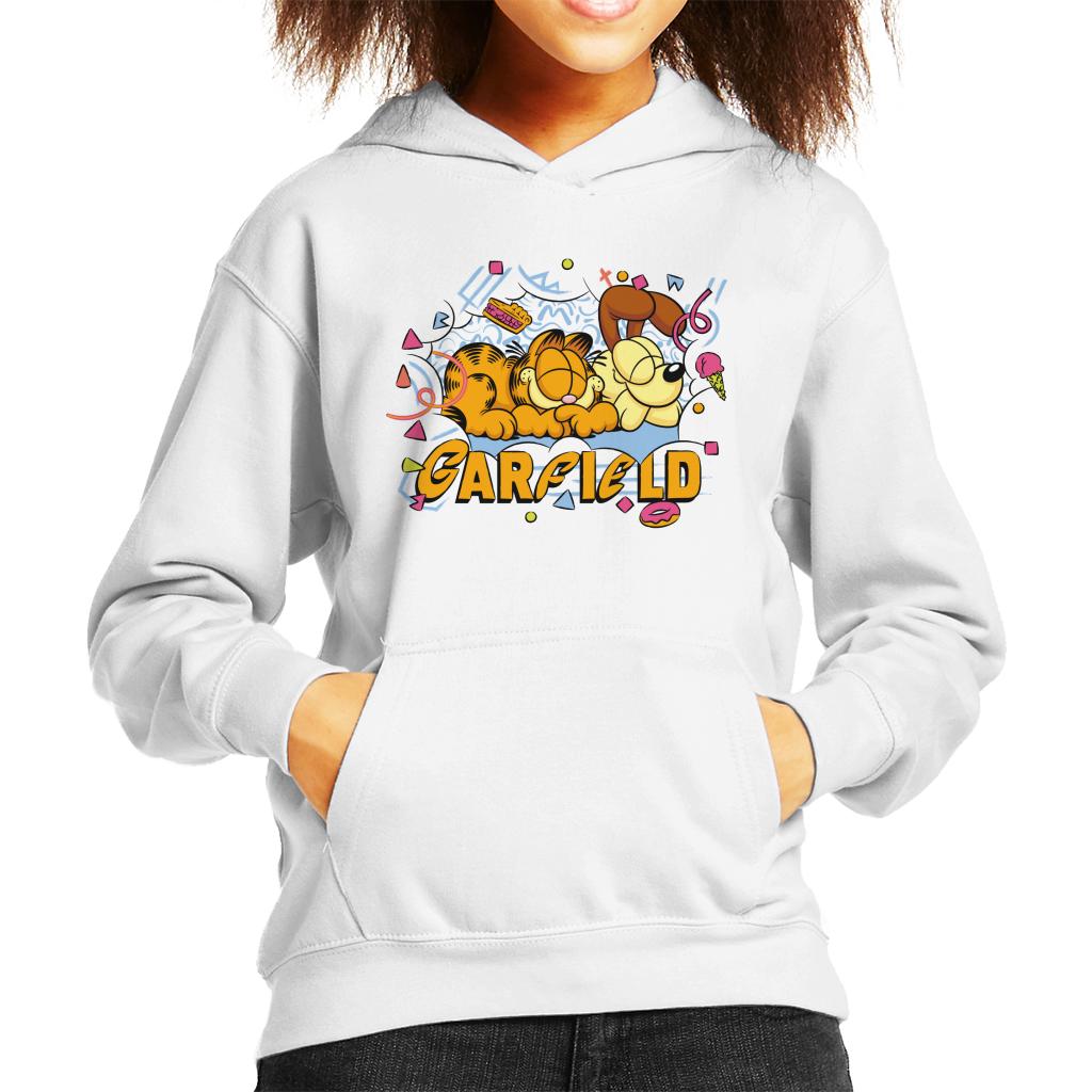 Garfield And Odie Napping Retro 90s Kid's Hooded Sweatshirt product image 4