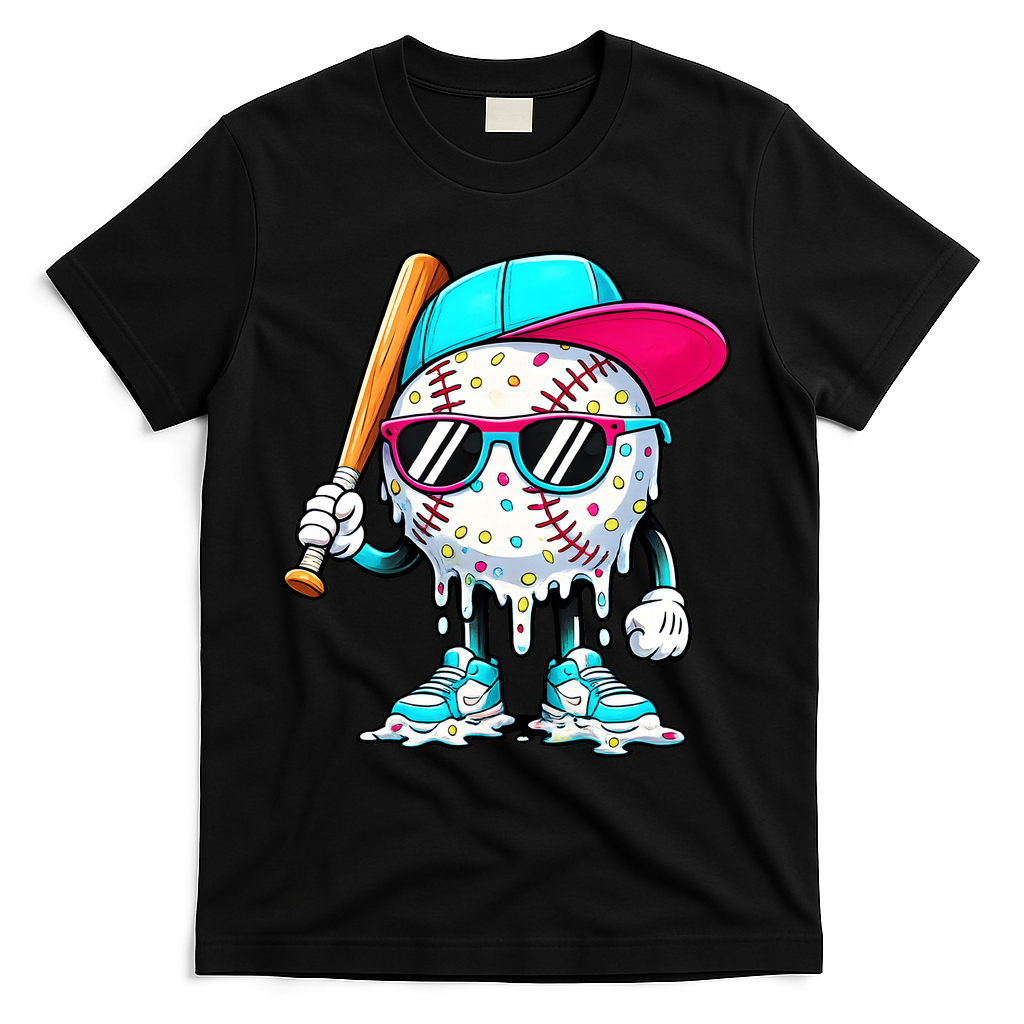 Cool Baseball Life Style Ice Cream Melting Drip Graphic product image 1