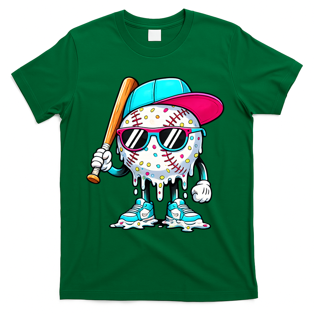 Cool Baseball Life Style Ice Cream Melting Drip Graphic product image 4