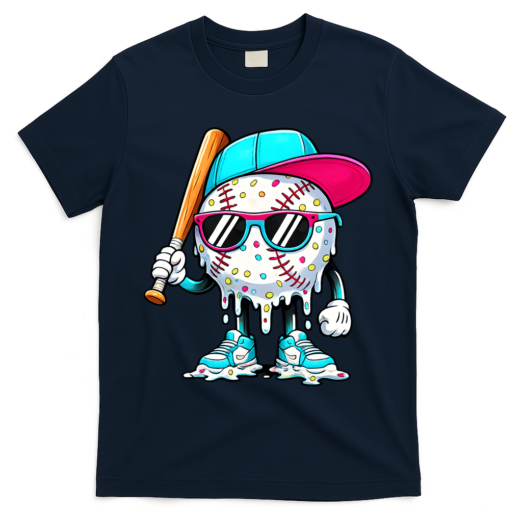 Cool Baseball Life Style Ice Cream Melting Drip Graphic product image 3
