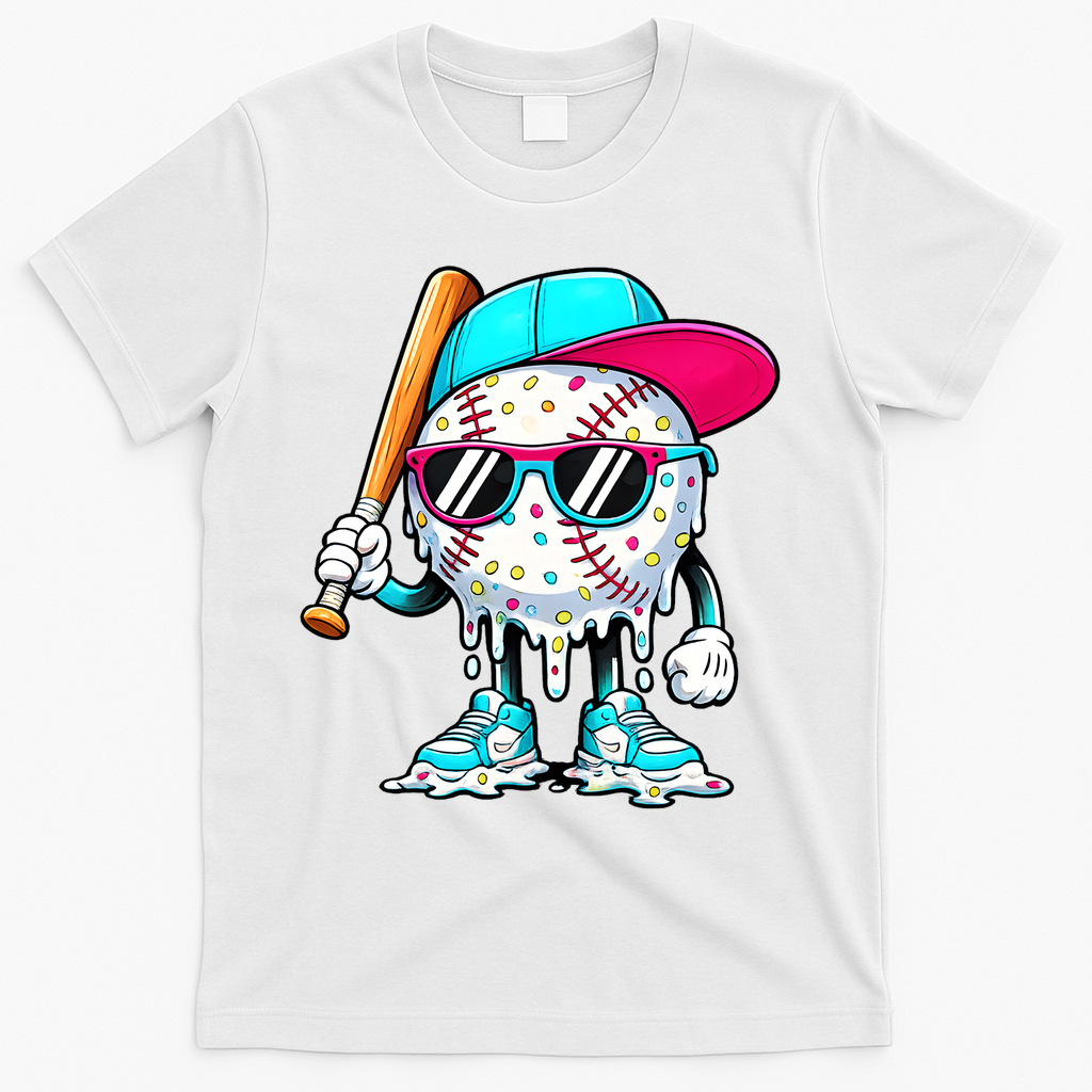 Cool Baseball Life Style Ice Cream Melting Drip Graphic product image 2