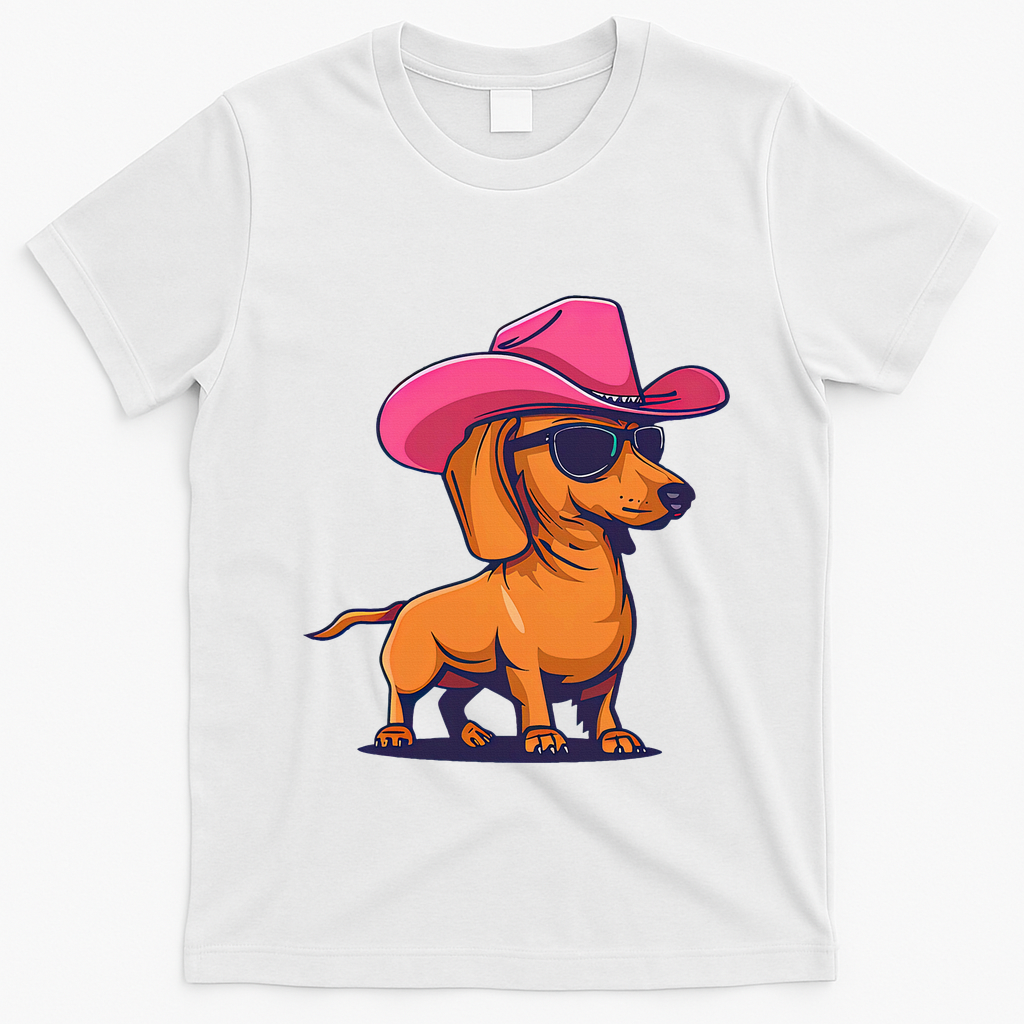 Cute Dachshund Cowboy Hat Wiener Sausage Dog Puppy T-Shirt