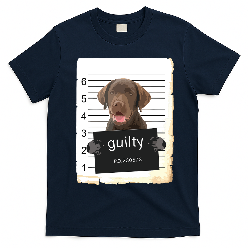 Chocolate Lab Labrador Dog Mug Shot Bad Dog T-Shirt