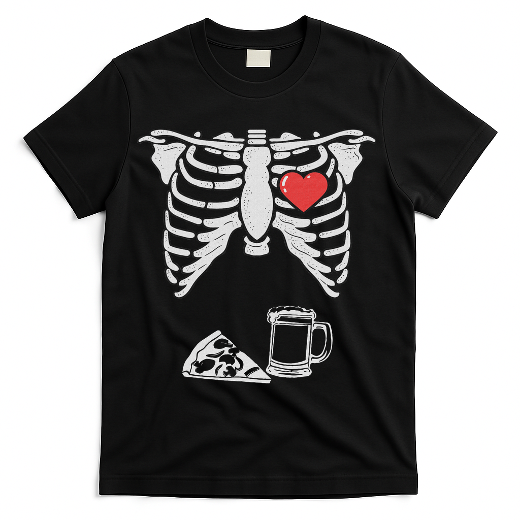 Dad Skeleton Halloween Beer Pizza Funny Pregnancy Couple product image 1