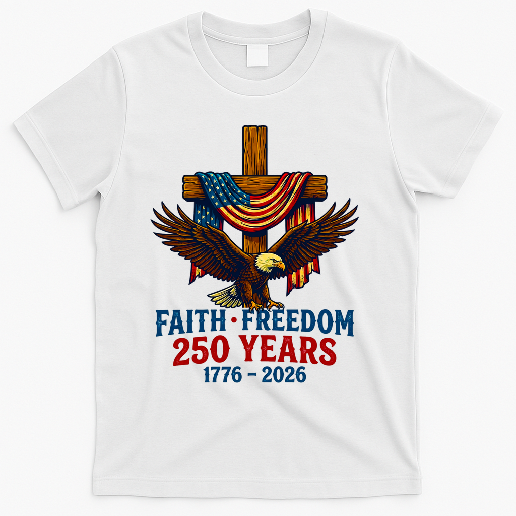 Faith Freedom 250 Years 1776-2026 American USA Flag Cross product image 1