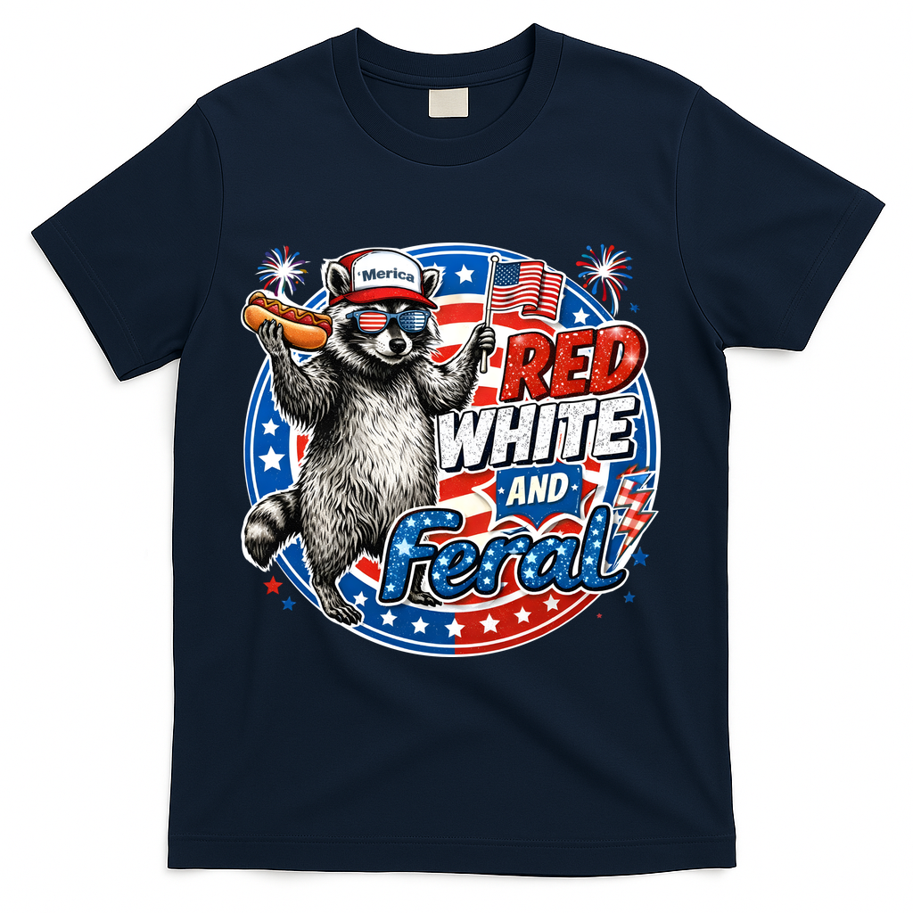 Funny Red White And Feral Patriotic Raccoon 4th Of July product image 3