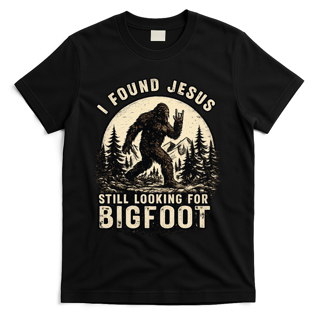 I Found Jesus Still Looking Bigfoot Retro Funny Christian product image 2