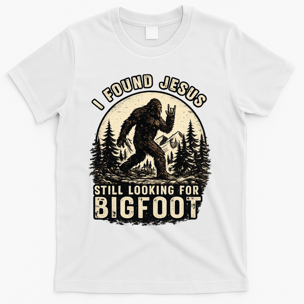 I Found Jesus Still Looking Bigfoot Retro Funny Christian product image 1