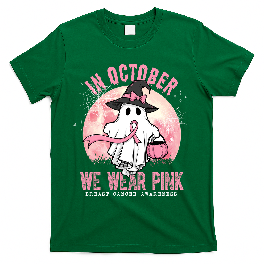 In October We Wear Pink Breast Cancer Halloween Ghost product image 4