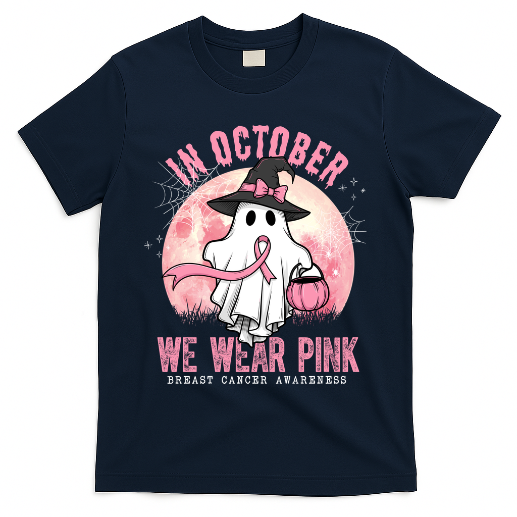 In October We Wear Pink Breast Cancer Halloween Ghost product image 3