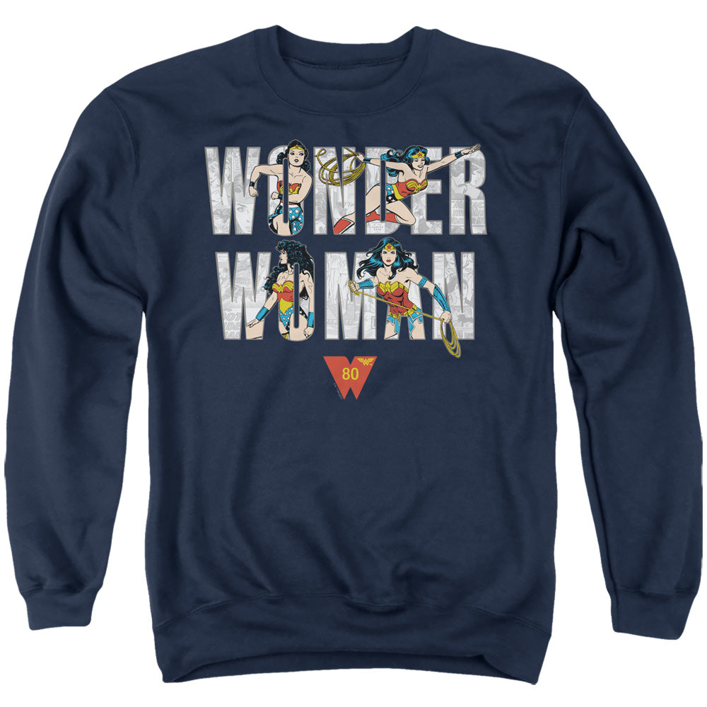 Wonder Woman - Ww 80Th Illustrated Type Adult Crewneck product image 1