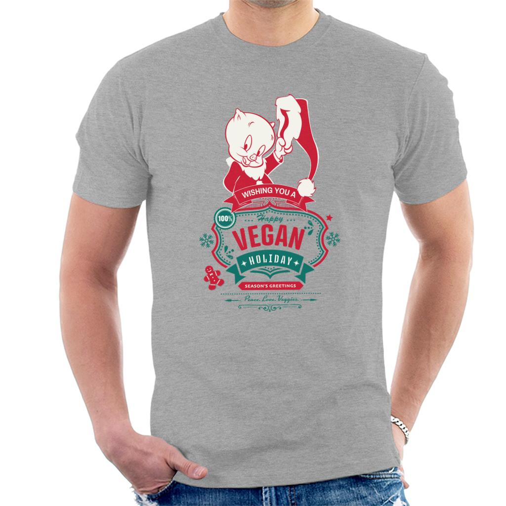 Looney Tunes Christmas Porky Pig Happy Vegan Holiday Men's product image 1