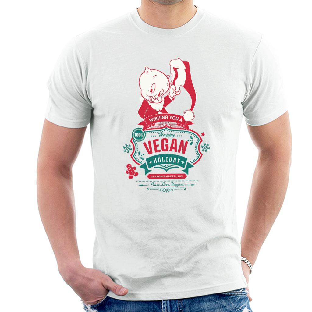 Looney Tunes Christmas Porky Pig Happy Vegan Holiday Men's product image 4