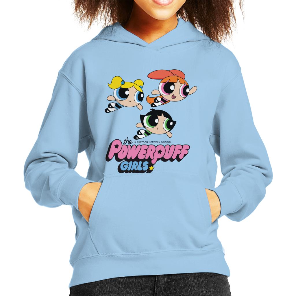 Powerpuff Girls Trio Smiling Flying Kid's Hooded Sweatshirt product image 1