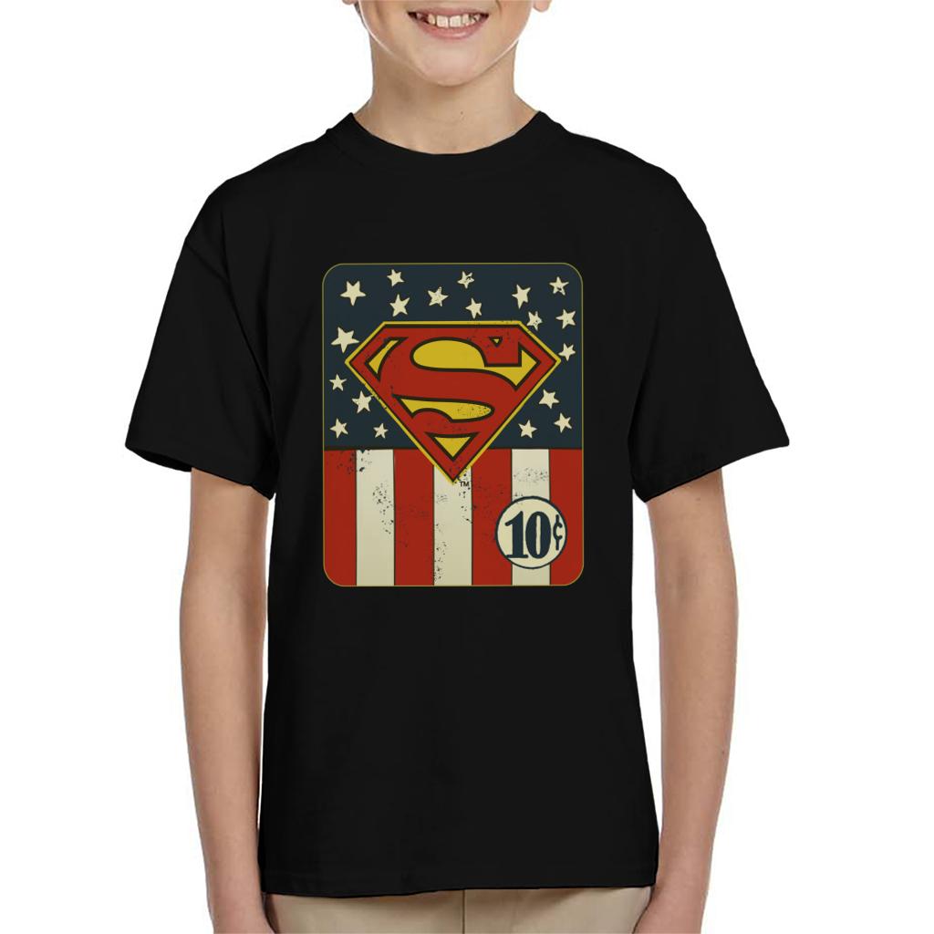 Superman US Flag Golden Age 10c Art Kid's T-Shirt product image 1