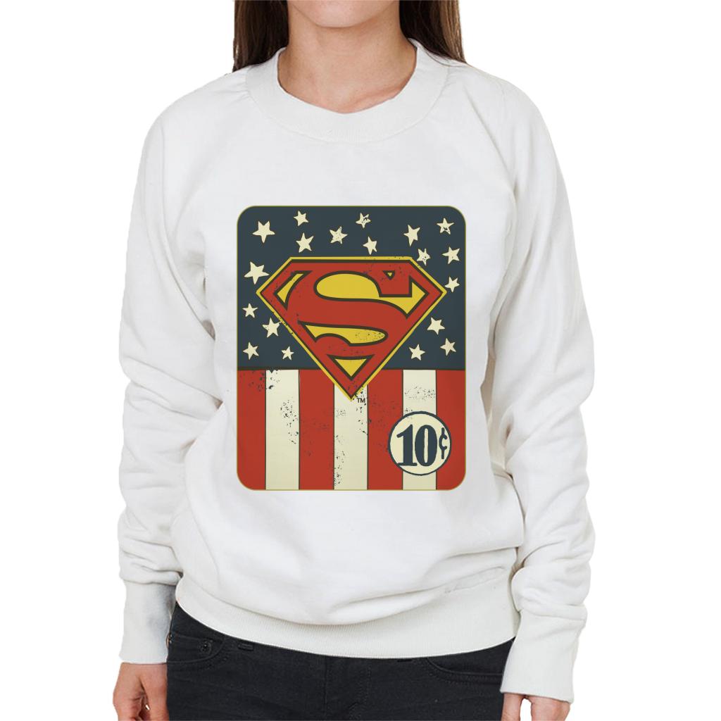 Superman US Flag Golden Age 10c Art Women's Sweatshirt product image 4