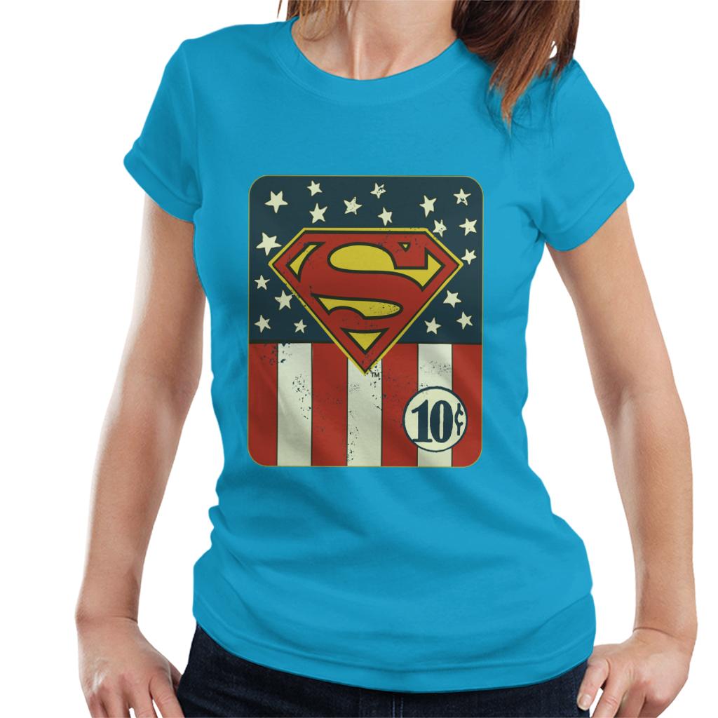 Superman US Flag Golden Age 10c Art Women's T-Shirt product image 6