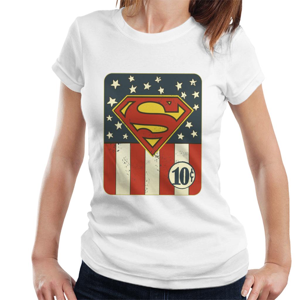 Superman US Flag Golden Age 10c Art Women's T-Shirt product image 4