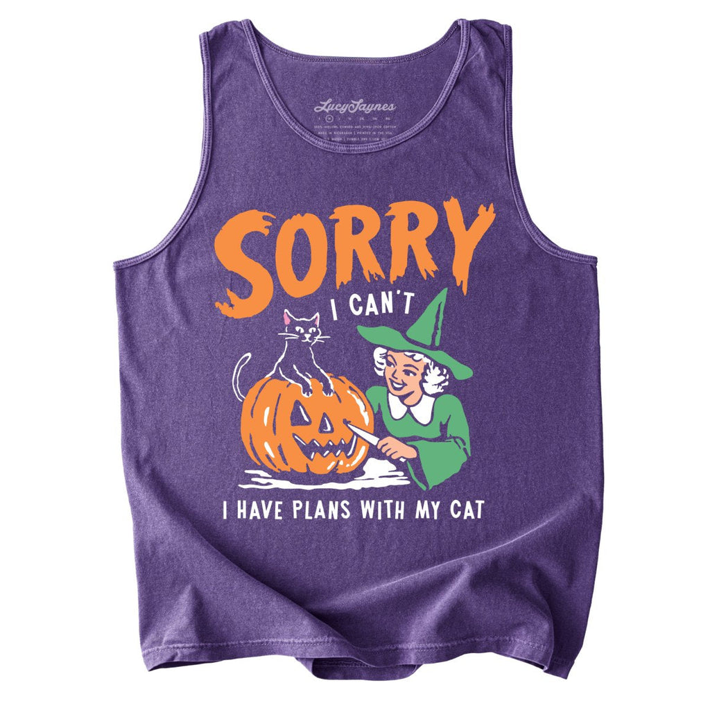 Sorry I Can't I Have Plans With My Cat Comfort Colors Tank Top